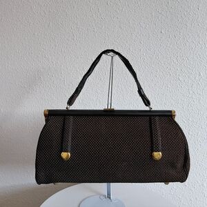 Late 50s/early 60s Scotch Mist A Morris White?Handbag Brown Tapestry Top Handle